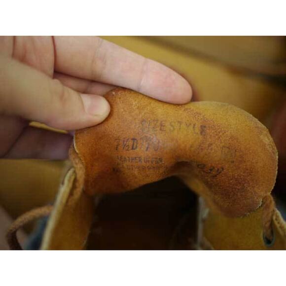 Vtg 70s Mens SEARS LEATHER Moccasin Crepe Sole Oxford Work SHOES 7.5 D 38 main image 4